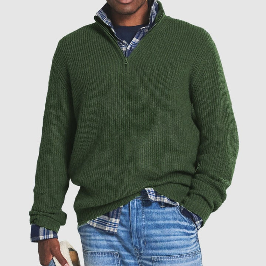 Men's Zip Crew Neck Jumper | Business Casual