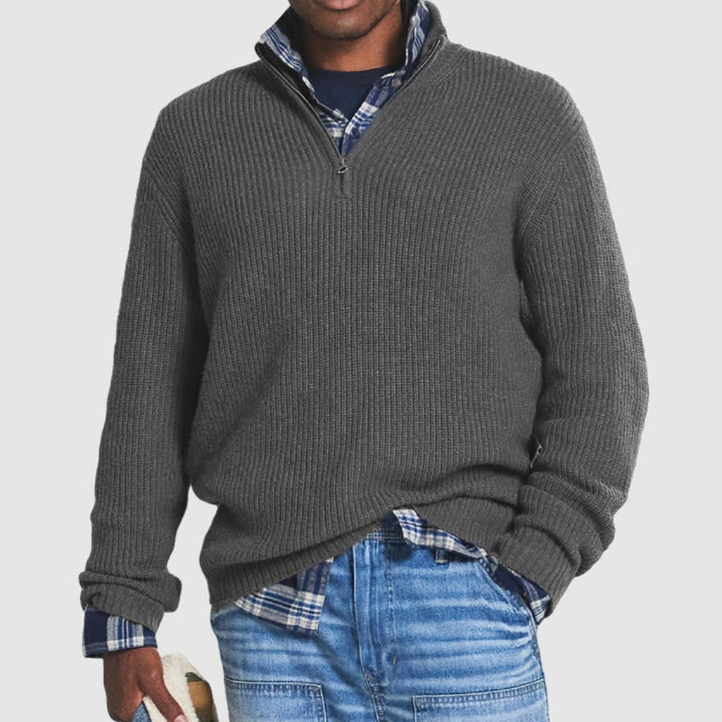 Men's Zip Crew Neck Jumper | Business Casual
