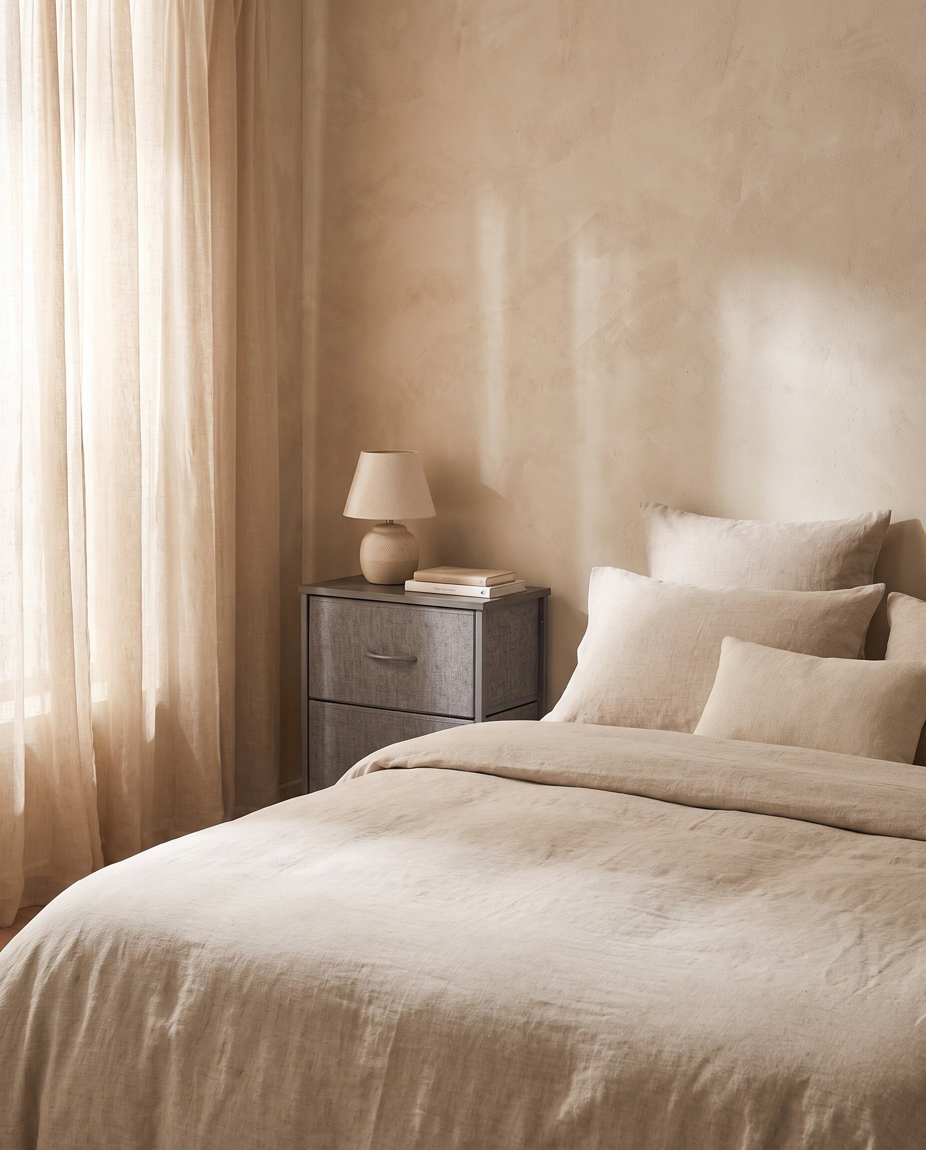 Bedside Table with 2 Removable Fabric Drawers | Steel Frame