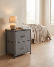 Bedside Table with 2 Removable Fabric Drawers | Steel Frame