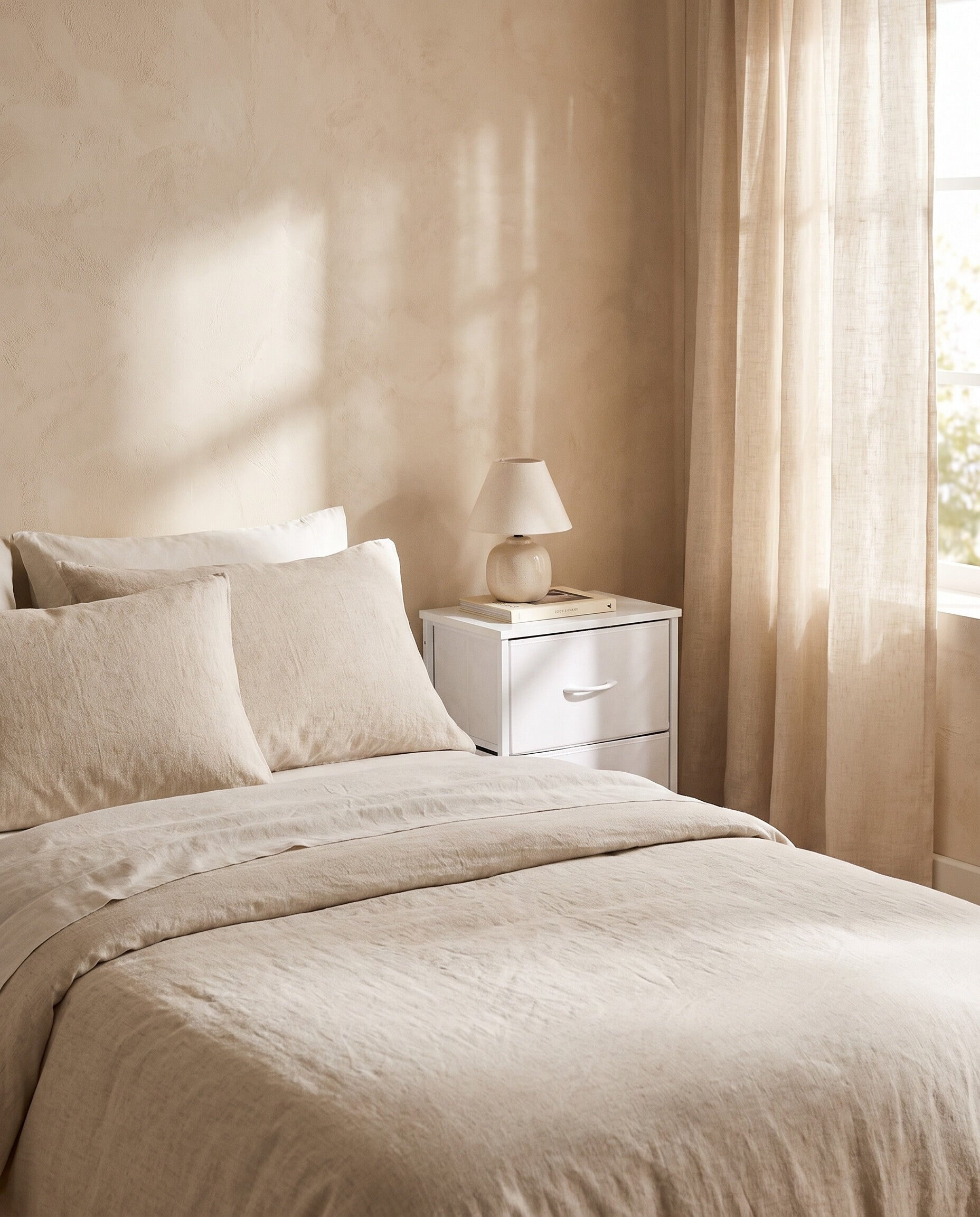 Bedside Table with 2 Removable Fabric Drawers | Steel Frame