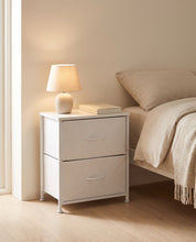 Bedside Table with 2 Removable Fabric Drawers | Steel Frame