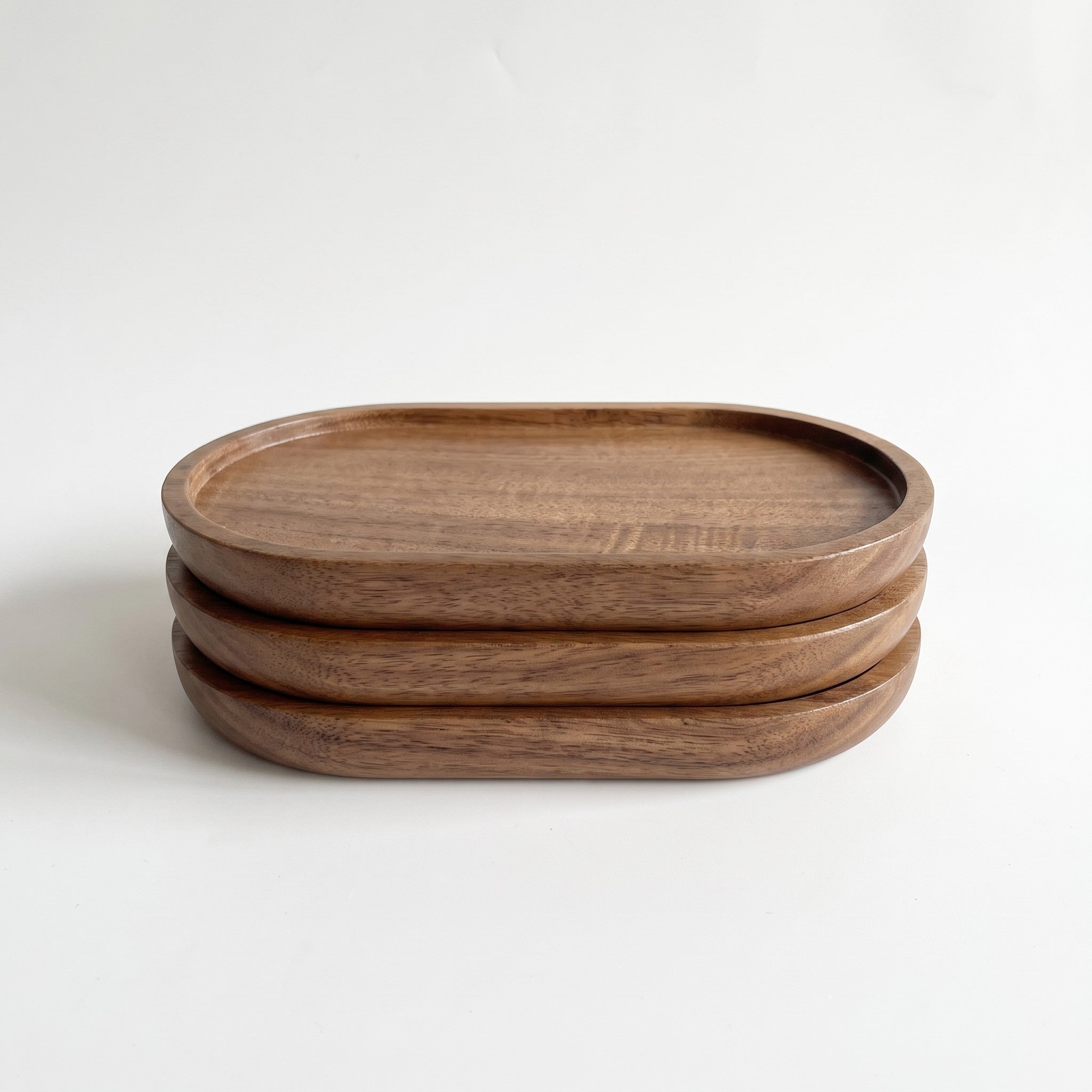 Set of 3 Oval Wooden Trays | For Serving and Decoration