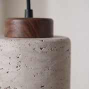 Stone-Effect Cylinder Pendant with Wooden Base