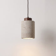 Stone-Effect Cylinder Pendant with Wooden Base