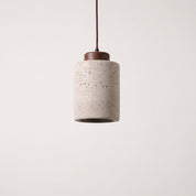 Stone-Effect Cylinder Pendant with Wooden Base