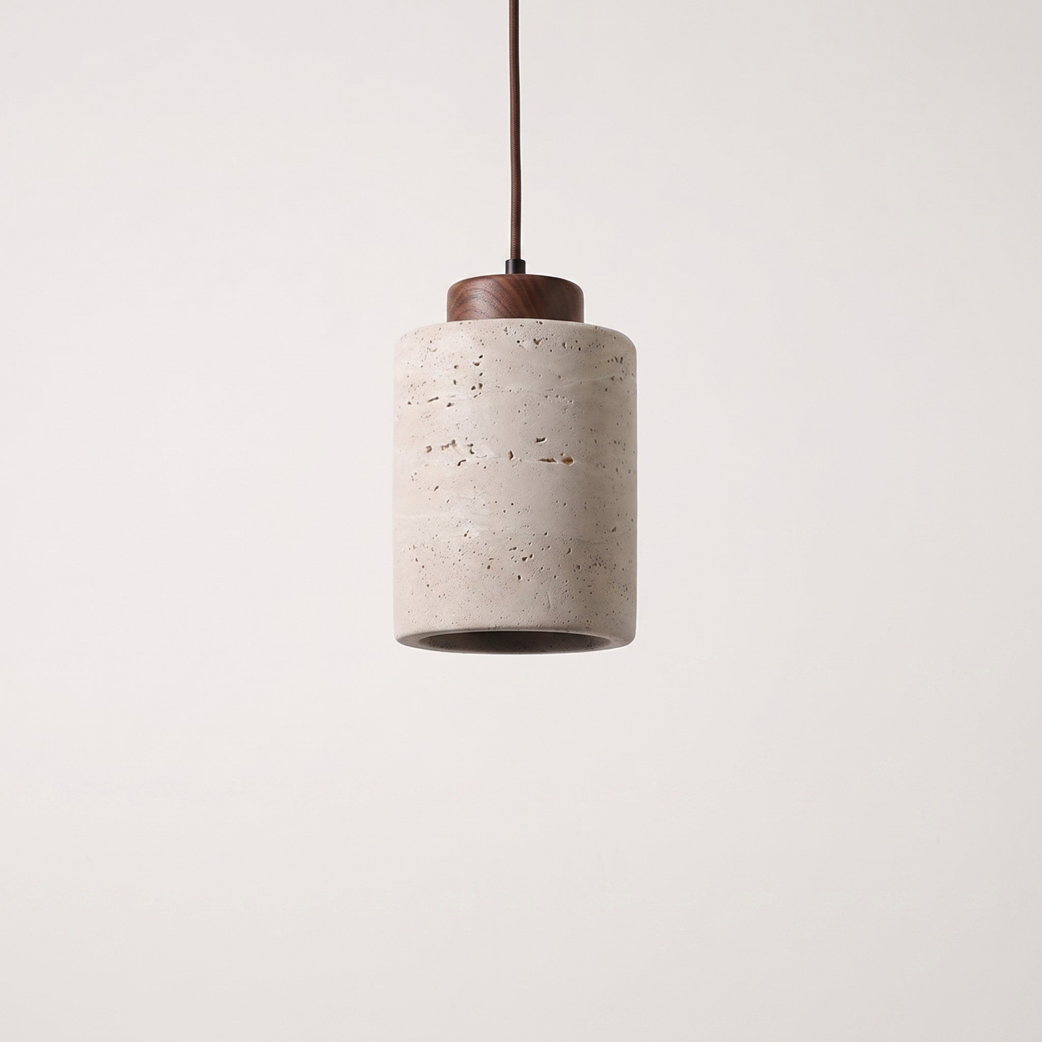 Stone-Effect Cylinder Pendant with Wooden Base