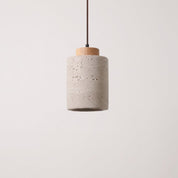 Stone-Effect Cylinder Pendant with Wooden Base