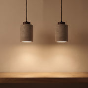 Stone-Effect Cylinder Pendant with Wooden Base