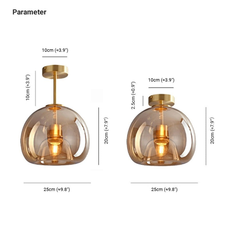 Vintage Bubble Glass Ceiling Light | Amber Retro Pendant