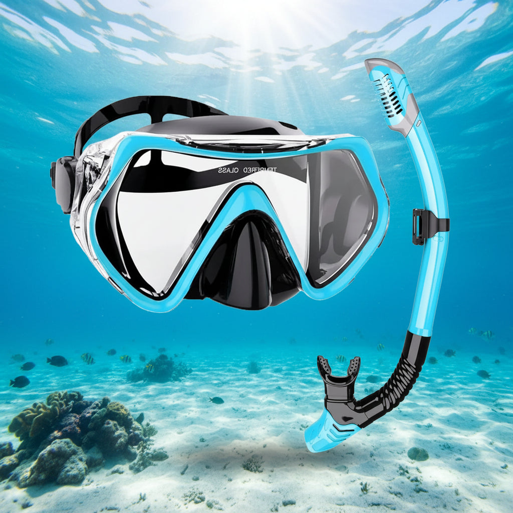 Snorkel Mask and Dry Snorkel Set | Adjustable Strap