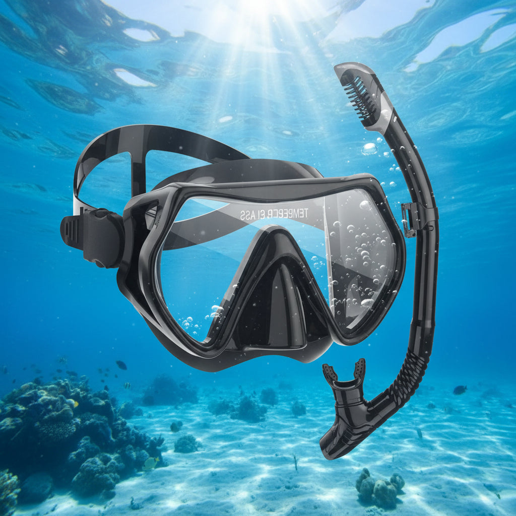 Snorkel Mask and Dry Snorkel Set | Adjustable Strap