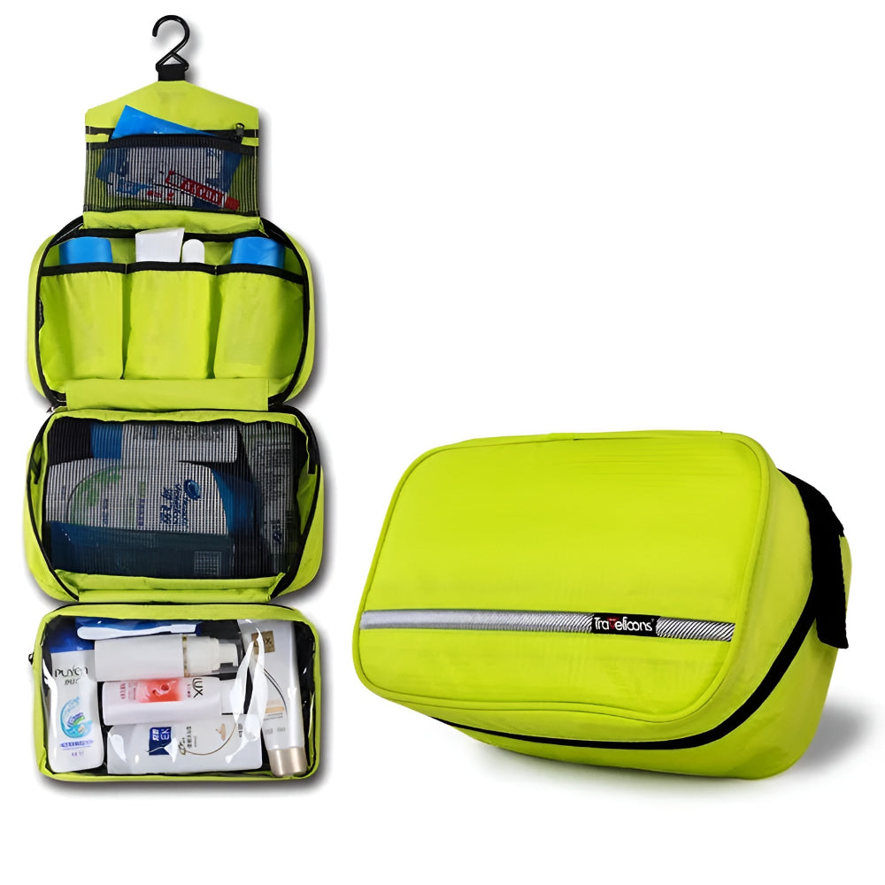 Hanging Travel Toiletry Bag | Cosmetic Bag with Zip Pocket and Handle