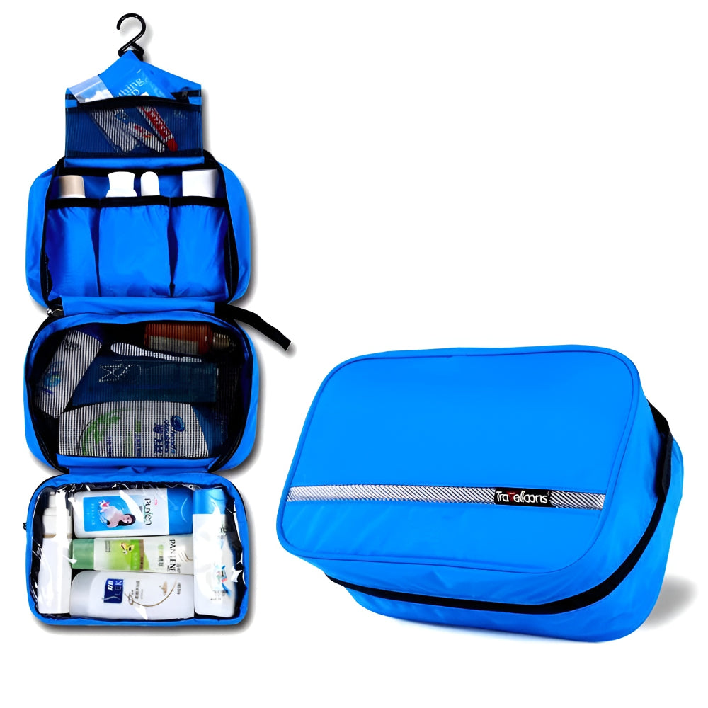 Hanging Travel Toiletry Bag | Cosmetic Bag with Zip Pocket and Handle