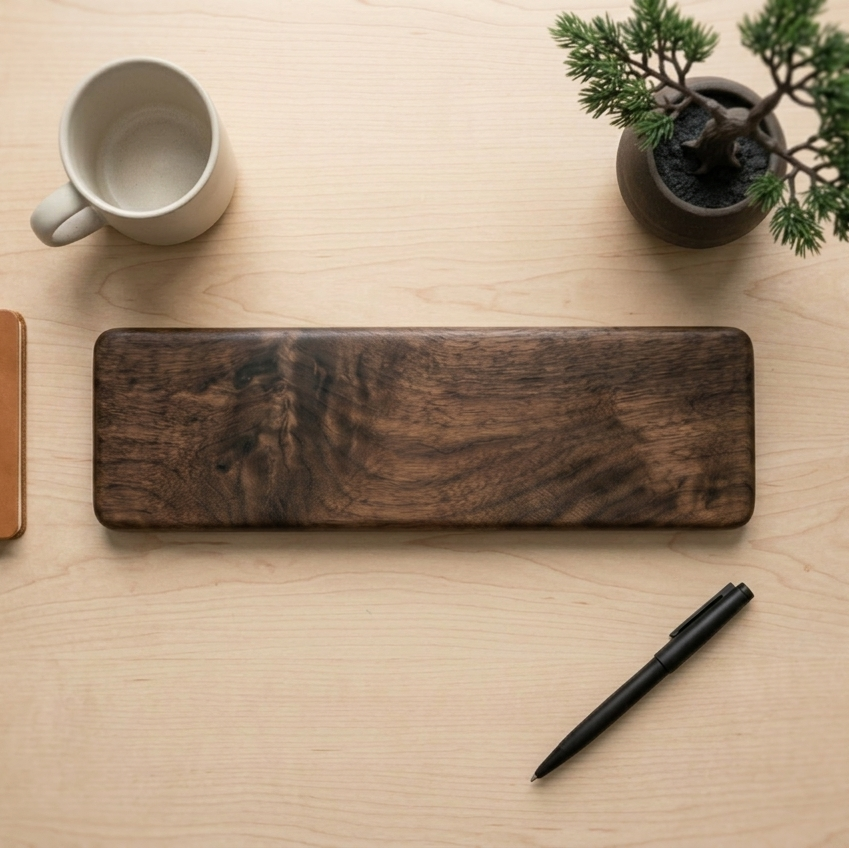 Walnut Finish Keyboard Wrist Rest | 3 Sizes