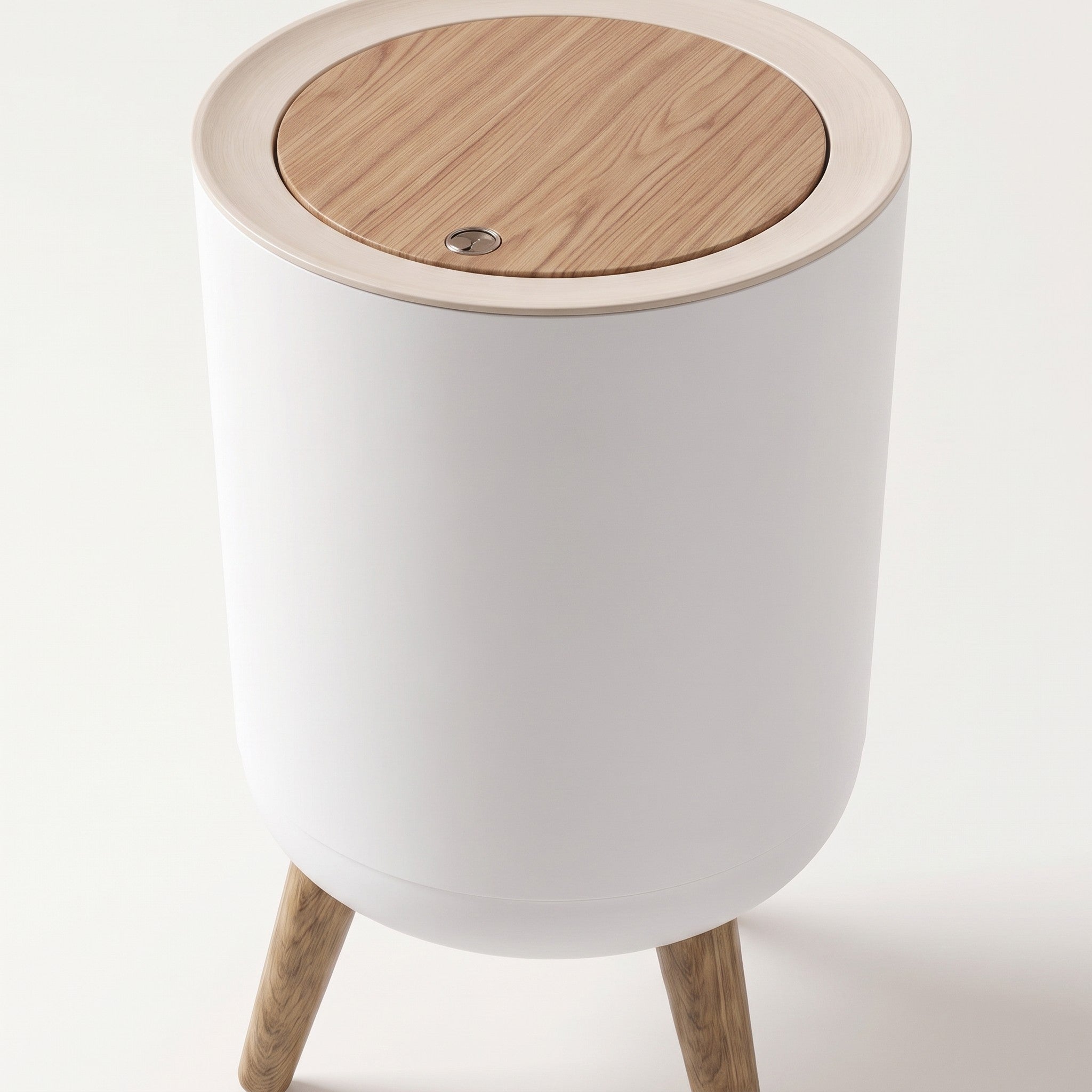 Round Wood-Effect Bin with Lid | 7 Litres