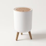 Round Wood-Effect Bin with Lid | 7 Litres