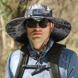 Wide-Brim Hat with Solar USB Fan | UV Protection for Fishing