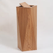 Tall Square Wood-Effect Bin with Flip Lid and Inner Bucket
