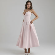 Women's Midi Cocktail Dress | Bare-Shoulder Party Dress
