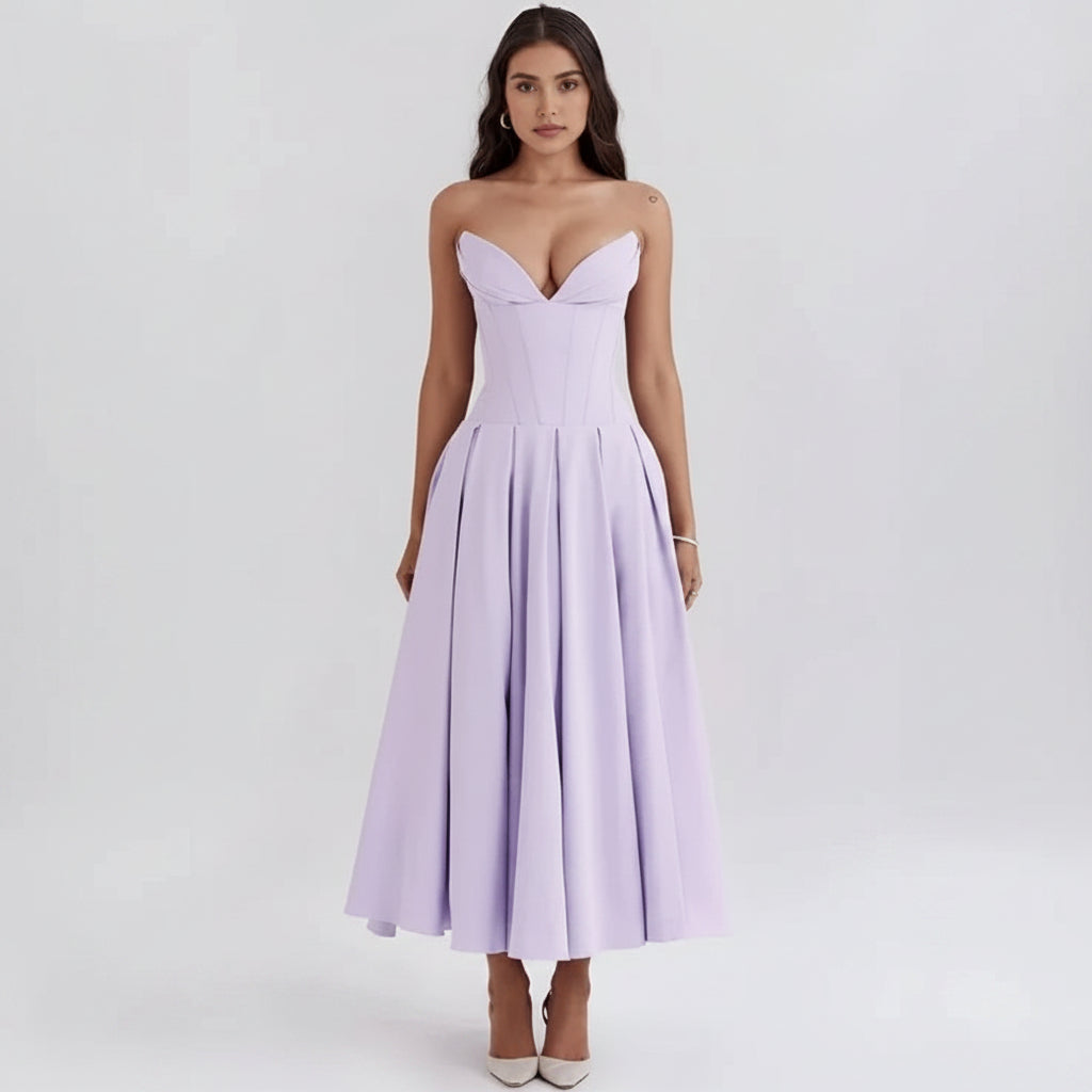 Women's Midi Cocktail Dress | Bare-Shoulder Party Dress