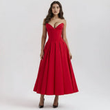 Women's Midi Cocktail Dress | Bare-Shoulder Party Dress
