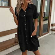 Women's Midi Shirt Dress | Casual Short-Sleeve