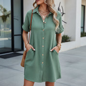 Women's Midi Shirt Dress | Casual Short-Sleeve