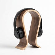 Walnut Finish Curved Arc Headphone Stand